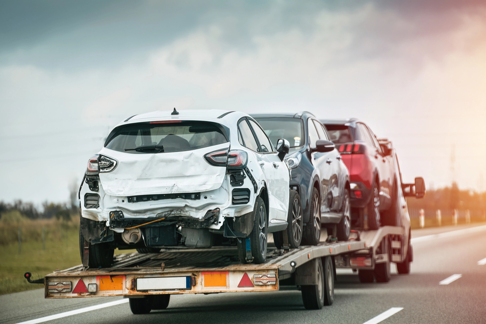 Scrap car being collected in Birmingham by Birmingham Autobreak recycling